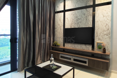 Living Room with Full Height TV Console and Coffee Table design