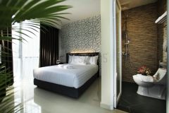 Bedroom with Bedframe, Bedhead and Bathroom design