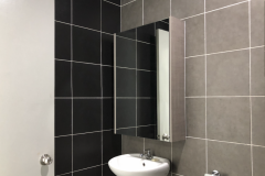 Simple washroom mirrored cabinet storage